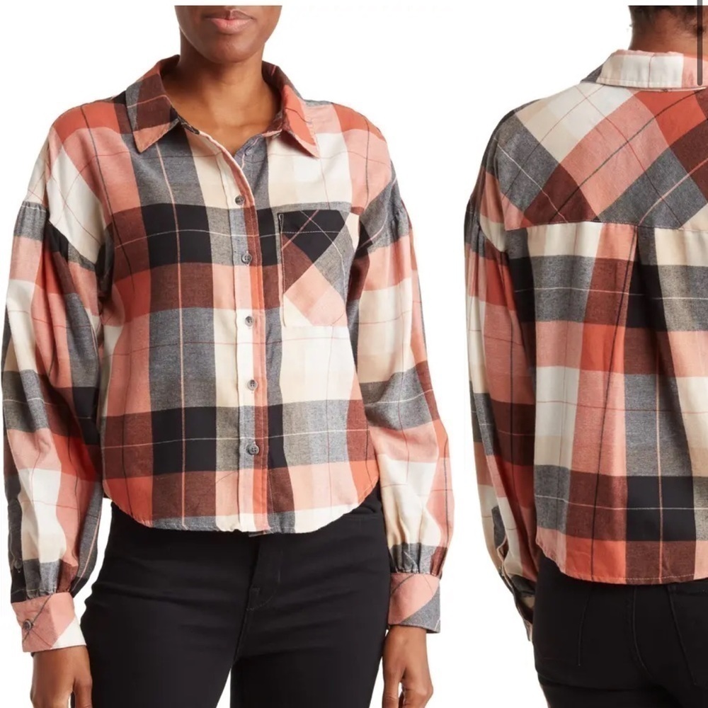 Sanctuary Bianca Gingham Button-Up Blouse size XL
